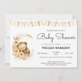 Invitation Boho Aquarelle mignonne ours bébé garçon douche (Devant)