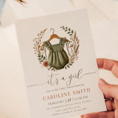 Invitation Boho Aquarelle moderne bébé vêtements fille douche