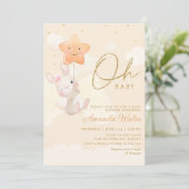 Invitation Boho Aquarelle moderne Bunny mignonne Baby shower  (Debout devant)