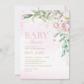 Invitation Boho Aquarelle moderne Floral Girl Baby shower (Devant)