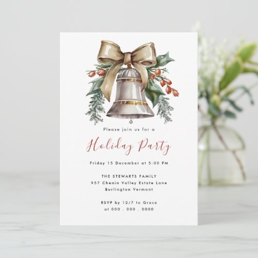 Invitation Boho Aquarelle Noël Bell Fête (Debout devant)