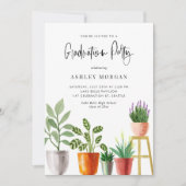 Invitation Boho Aquarelle Poted Houseplants Graduation (Devant)