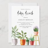 Invitation Boho Aquarelle Poted Plantes Baby Brunch (Devant)