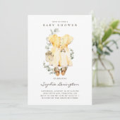 Invitation Boho Aquarelle robe bébé Baby shower Eucalyptus (Debout devant)