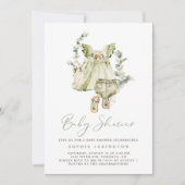 Invitation Boho Aquarelle Robe verte Baby shower de verdure (Devant)