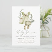 Invitation Boho Aquarelle Robe verte Baby shower de verdure (Debout devant)
