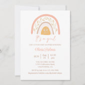 Invitation Boho Aquarelle rose arc-en-ciel Baby shower (Devant)
