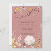 Invitation BOHO Aquarelle rose Dusty Bébé papillon floral (Devant)