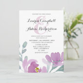 Invitation Boho Aquarelle rose Floral Mariage (Debout devant)