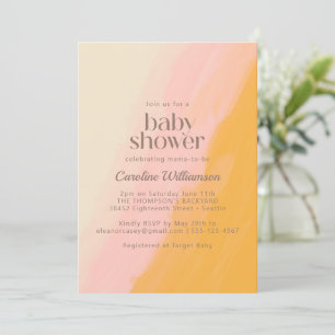 Invitation Boho Aquarelle rose jaune mignon Baby shower