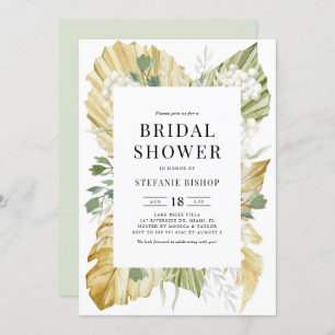 Invitation Boho Aquarelle Sèche Palm Feuilles Fête des mariée