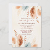 Invitation Boho Aquarelle Terracotta Beige Bleu Pampas Gris (Devant)