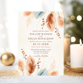 Invitation Boho Aquarelle Terracotta Beige Bleu Pampas Gris