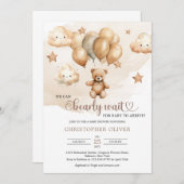 Invitation Boho aquarelle terre cuite ballons en peluche (Devant / Derrière)