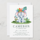 Invitation Boho Aquarelle Tribal Elephant Premier Anniversair (Devant)