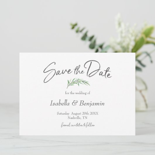 Invitation Boho Aquarelle Verdure Enregistrer La Date (Debout devant)