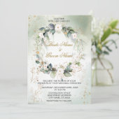 Invitation Boho Aquarelle Verdure Floral Moderne Mariage (Debout devant)