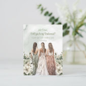 Invitation Boho Aquarelle vert pâle roses blanches (Debout devant)