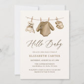 Invitation Boho Aquarelle Vêtements bébé Baby shower garçon (Devant)