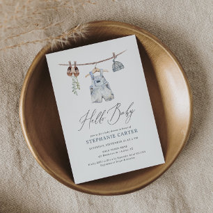 Invitation Boho Aquarelle Vêtements bébé Baby shower garçon