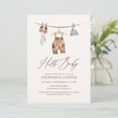 Invitation Boho Aquarelle Vêtements bébé Baby shower garçon (Debout devant)