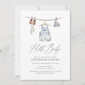Invitation Boho Aquarelle Vêtements bébé Baby shower garçon (Devant)
