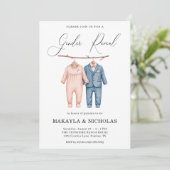 Invitation Boho Aquarelle Vêtements de bébé Révélation de gen (Debout devant)