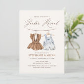 Invitation Boho Aquarelle Vêtements de bébé Révélation de gen (Debout devant)