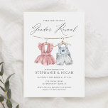 Invitation Boho Aquarelle Vêtements de bébé Révélation de gen<br><div class="desc">Des amis Invitations et la famille au grand dévoilent avec cette élégante invitation,  avec des vêtements de bébé aquarelle en rose et bleu.</div>