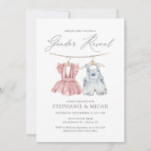 Invitation Boho Aquarelle Vêtements de bébé Révélation de gen (Devant)