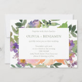 Invitation Boho Aquarelle violet orange Mariage Floral (Devant)