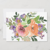 Invitation Boho Aquarelle violet orange Mariage Floral (Dos)