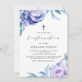 Invitation Boho Aquarelle Violet Peony Flowers Confirmation (Devant)