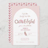 Invitation Boho Arc Arc rose Arc Onederday (Devant / Derrière)