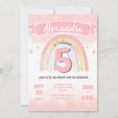Invitation Boho Arc-en-ciel 5ème anniversaire Parties scintil (Devant)
