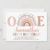 Invitation Boho Arc-en-ciel Anniversaire Terracotta Muet Tone (Devant)