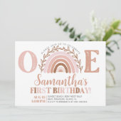 Invitation Boho Arc-en-ciel Anniversaire Terracotta Muet Tone (Debout devant)