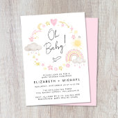 Invitation Boho Arc-en-ciel Aquarelle bébé fille Couples Douc