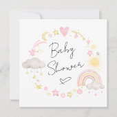 Invitation Boho Arc-en-ciel Aquarelle bébé fille douche (Devant)