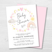 Invitation Boho Arc-en-ciel Aquarelle bébé fille douche