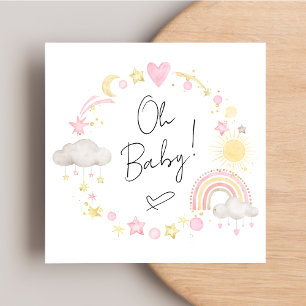 Invitation Boho Arc-en-ciel Aquarelle bébé fille douche