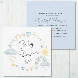 Invitation Boho Arc-en-ciel Aquarelle bébé garçon douche