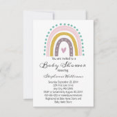 Invitation Boho Arc-en-ciel Coeurs rose pourpre Turquoise béb (Devant)
