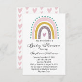 Invitation Boho Arc-en-ciel Coeurs rose pourpre Turquoise béb (Devant / Derrière)