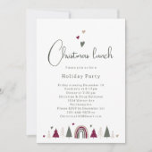 Invitation Boho Arc en ciel et Coeurs Déjeuner de Noël (Devant)