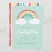 Invitation Boho Arc-en-ciel fête d'anniversaire enfants (Devant / Derrière)