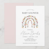 Invitation Boho Arc-en-ciel Floral Girl Baby shower Invitatio (Devant / Derrière)