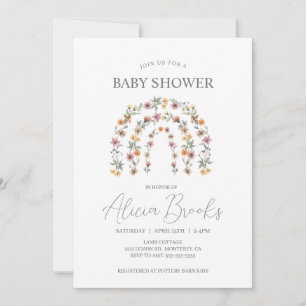 Invitation Boho Arc-en-ciel Floral Girl Baby shower Invitatio