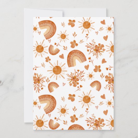 Invitation Boho arc-en-ciel petit soleil orange 1er anniversa (Dos)