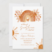 Invitation Boho arc-en-ciel petite fête prénatale orange bébé (Devant)